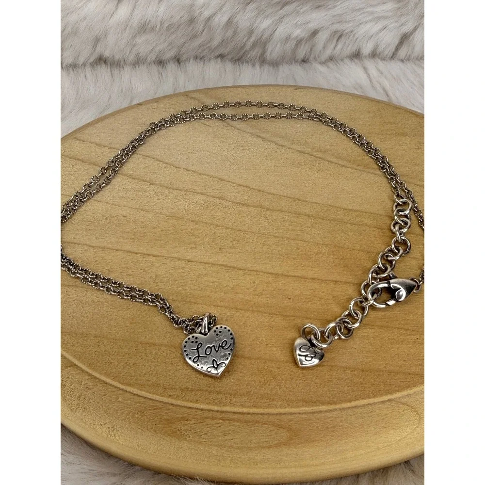 Brighton Love Heart Necklace Silver Plated Y2K Retired Pendant‎ Adjustable Chain